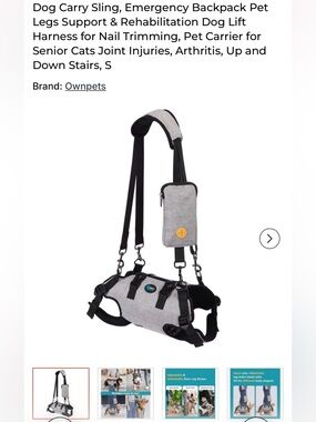 Gray Dog Mobility Support Sling Harness